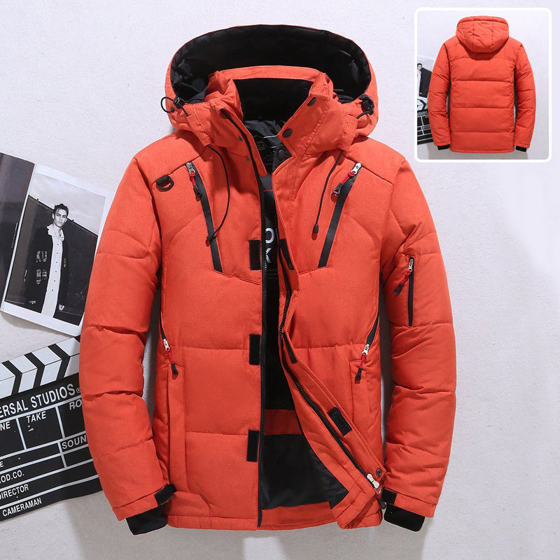Men’s Windproof Hooded Jacket – Warm Outdoor Sports Coat with Pockets