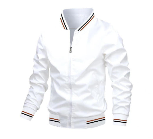 Men’s Striped Zip-Up Bomber Jacket – Casual Lightweight Baseball-Style Outerwear for Spring & Fall