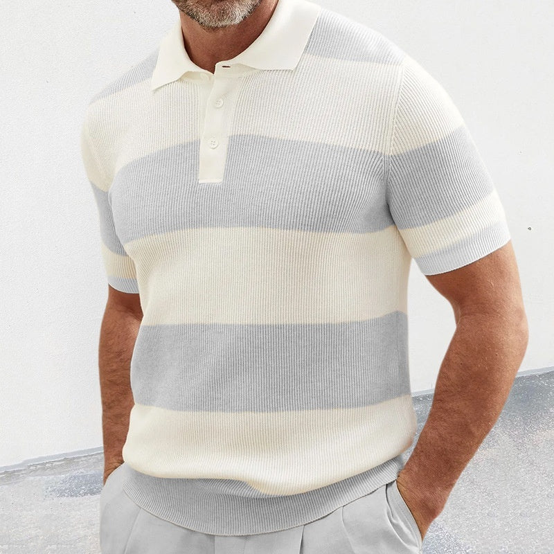 Men’s Summer Lapel Short Sleeve Sweater – Lightweight Casual Knit Top