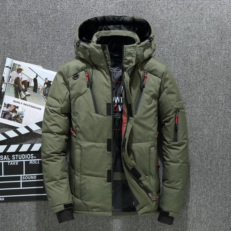Men’s Windproof Hooded Jacket – Warm Outdoor Sports Coat with Pockets