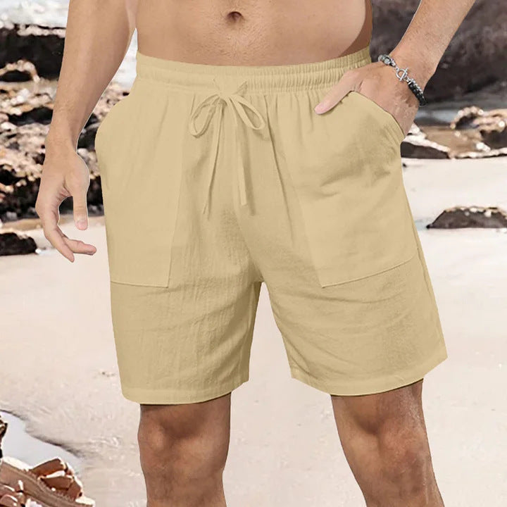 Men’s Casual Cotton-Linen Shorts – European & American Style Summer Wear