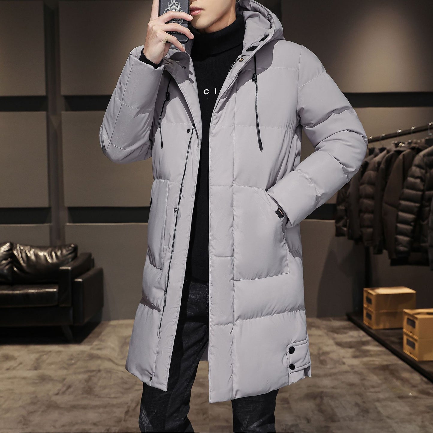 Men’s Thickened Cotton Winter Work Jacket – Warm Down-Style Coat for Cold Weather