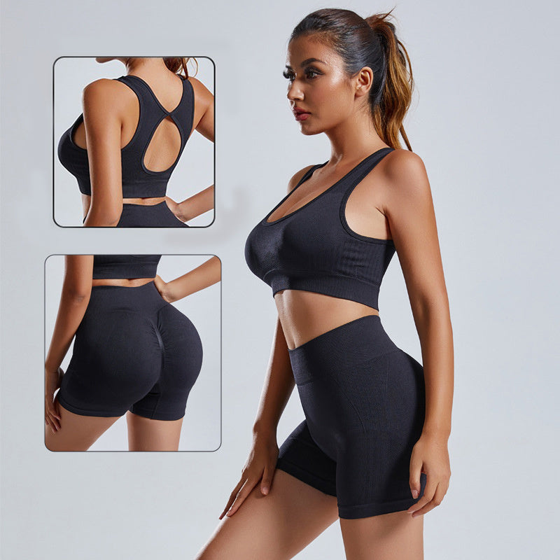 Women’s 2-Piece Seamless Yoga Set – High Waist Leggings & Vest Tracksuit for Gym & Workout