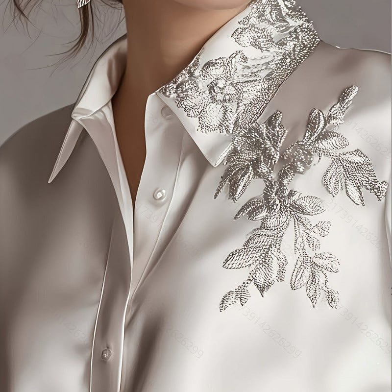 Women’s Loose Embroidered Shirt – High-Quality European & American Style Top
