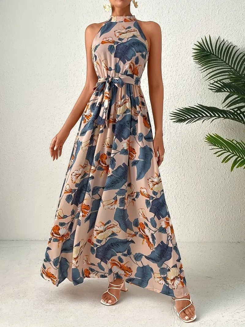 Women’s Bohemian Retro Halter Dress – Stylish Summer Festival Outfit