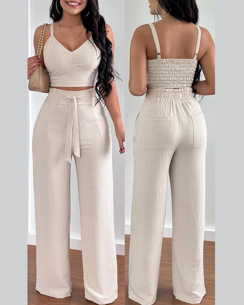 Women’s Fashion Two-Piece Suspenders Suit – Stylish Casual Outfit