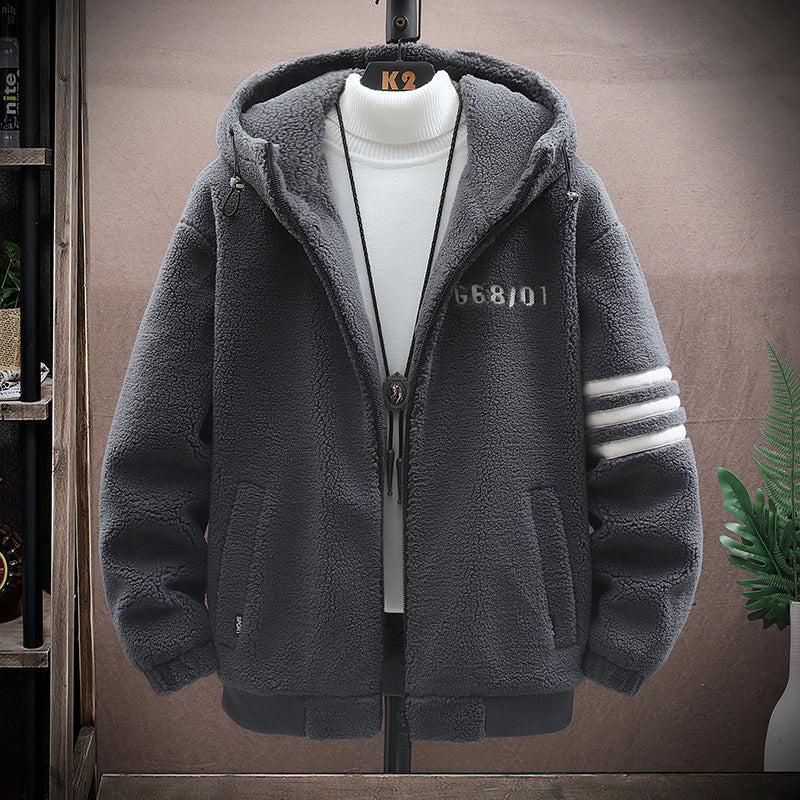 Men’s Winter Fleece Coat – Cotton Dress Jacket with Lambswool Lining