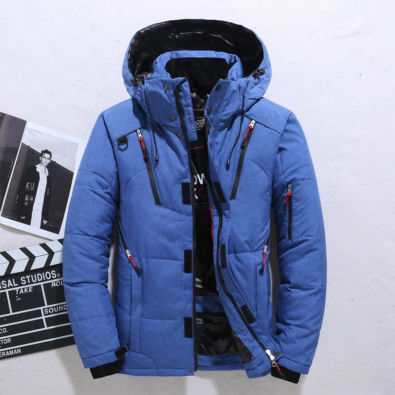 Men’s Windproof Hooded Jacket – Warm Outdoor Sports Coat with Pockets