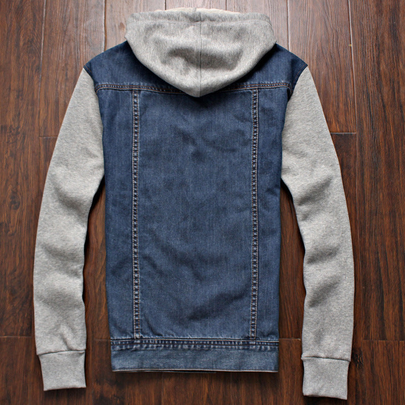 Men’s Denim Jacket with Detachable Hood – Casual Outdoor Sportswear Coat
