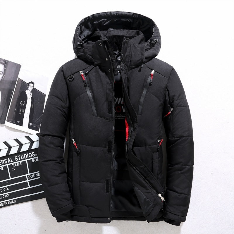 Men’s Windproof Hooded Jacket – Warm Outdoor Sports Coat with Pockets