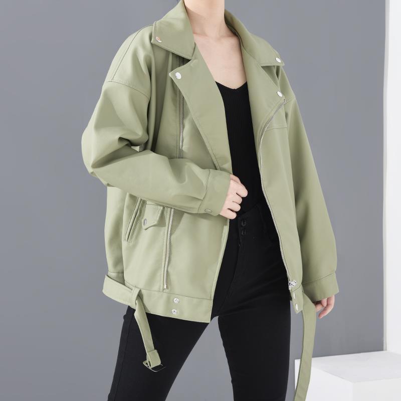 Women's Faux Leather Motorcycle Jacket – Biker-Style Outerwear for Students & Casual Streetwear
