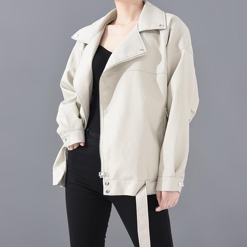 Women's Faux Leather Motorcycle Jacket – Biker-Style Outerwear for Students & Casual Streetwear