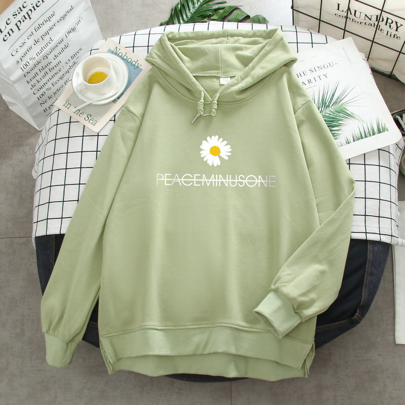 Women’s Lightweight Daisy Print Hoodie – Thin Hooded Sweater for Autumn & Winter