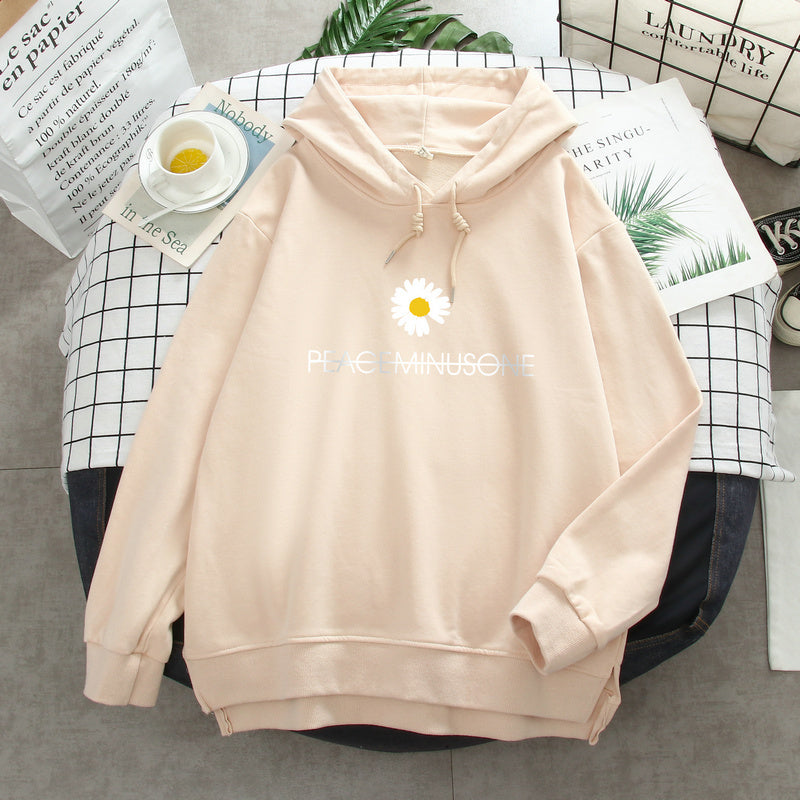Women’s Lightweight Daisy Print Hoodie – Thin Hooded Sweater for Autumn & Winter