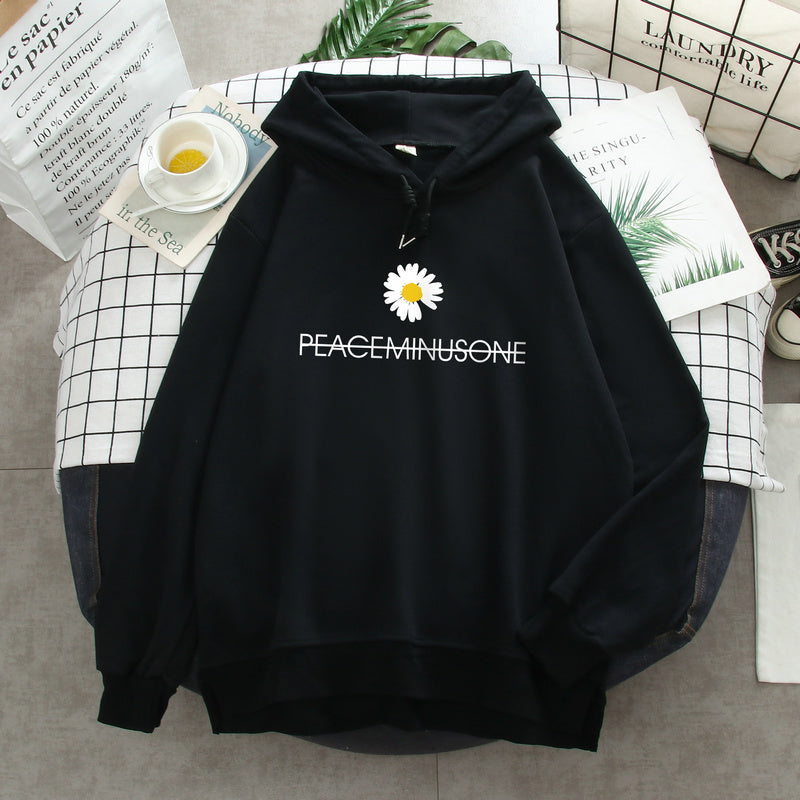 Women’s Lightweight Daisy Print Hoodie – Thin Hooded Sweater for Autumn & Winter