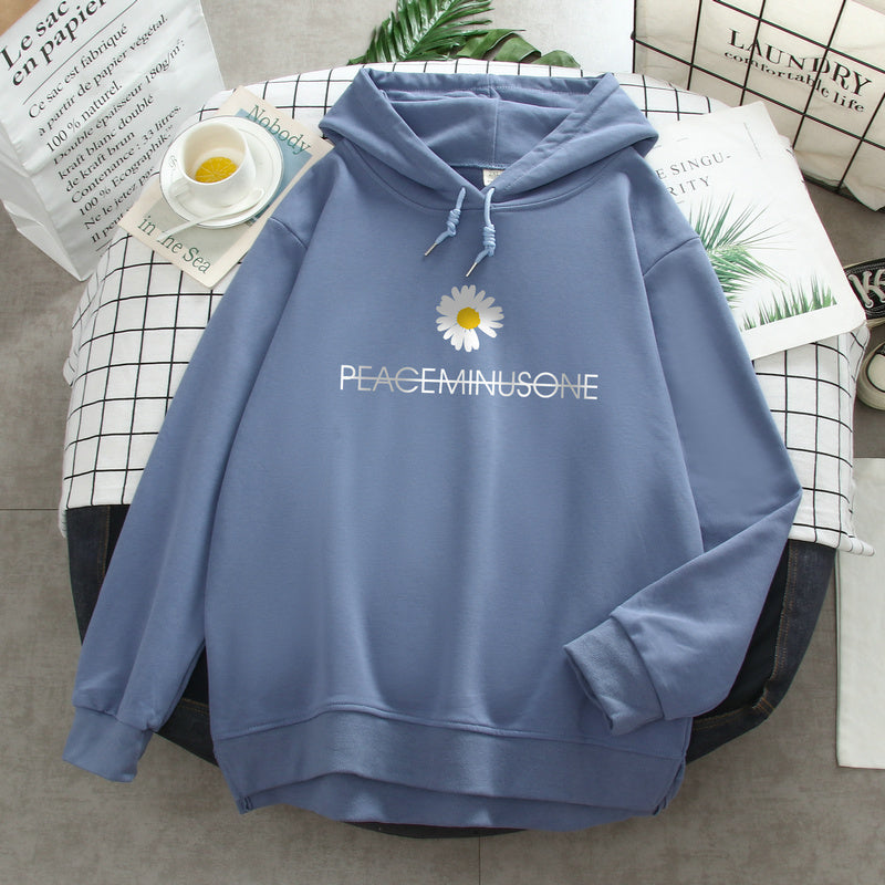 Women’s Lightweight Daisy Print Hoodie – Thin Hooded Sweater for Autumn & Winter
