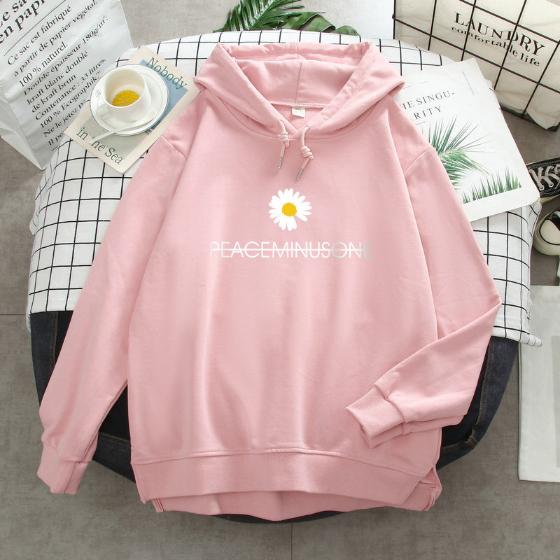 Women’s Lightweight Daisy Print Hoodie – Thin Hooded Sweater for Autumn & Winter