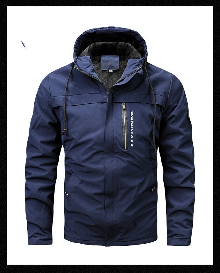 Men’s Plus Size Fleece Hooded Winter Jacket – Warm Outdoor Softshell Coat for Casual Wear