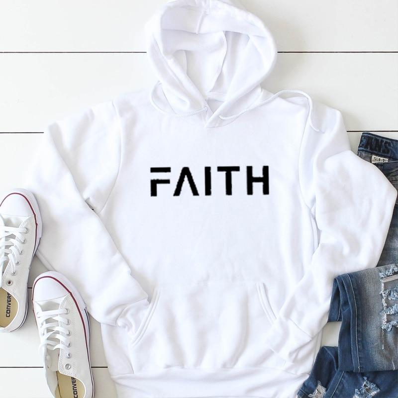 Women’s Hoodie with Faith Letter Print – Cozy Casual Pullover Sweatshirt