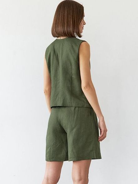 Women’s Casual V-Neck Vest & Shorts Set – Stylish Summer Outfit