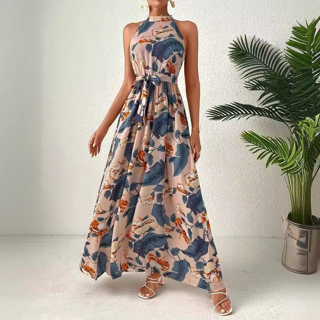 Women’s Bohemian Retro Halter Dress – Stylish Summer Festival Outfit