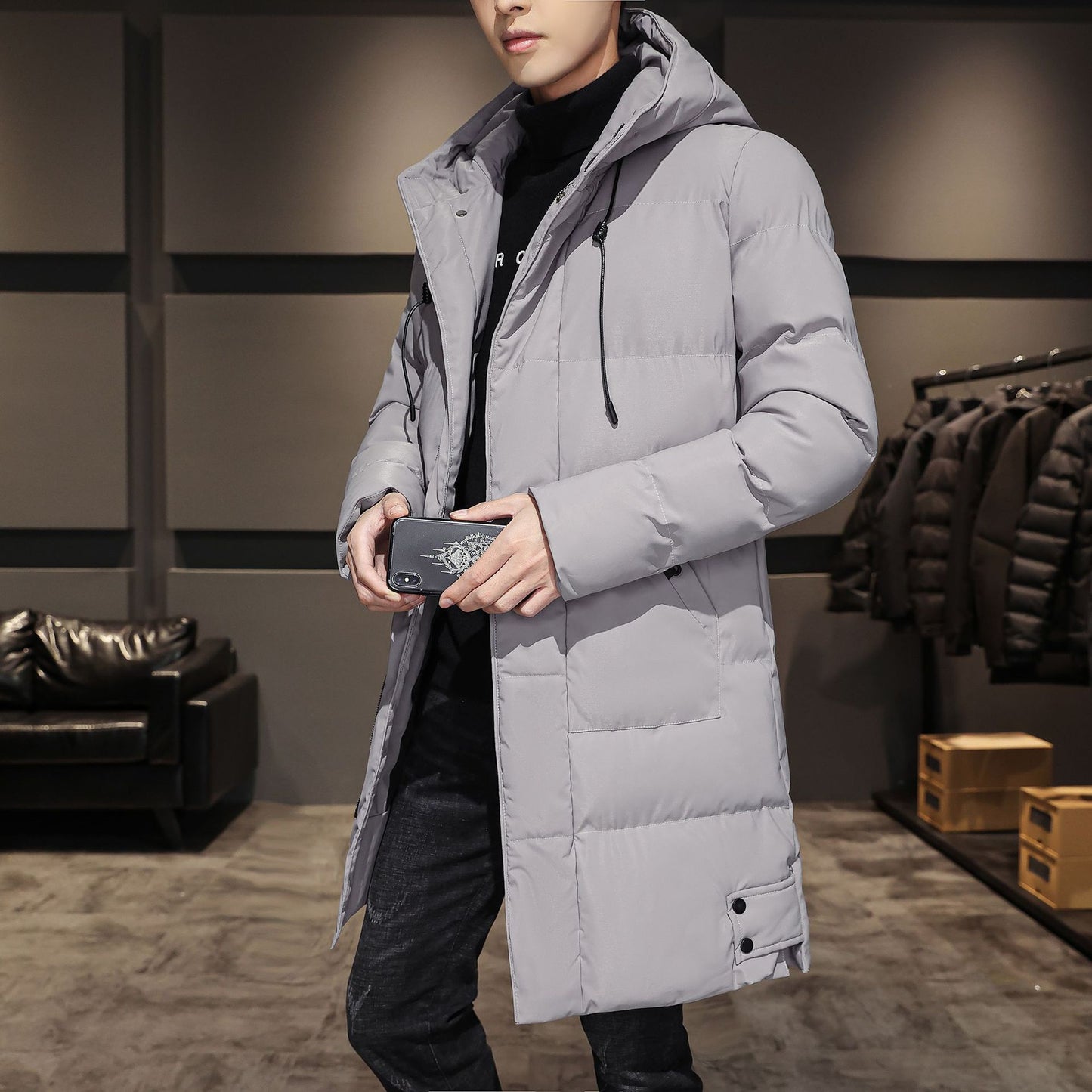 Men’s Thickened Cotton Winter Work Jacket – Warm Down-Style Coat for Cold Weather