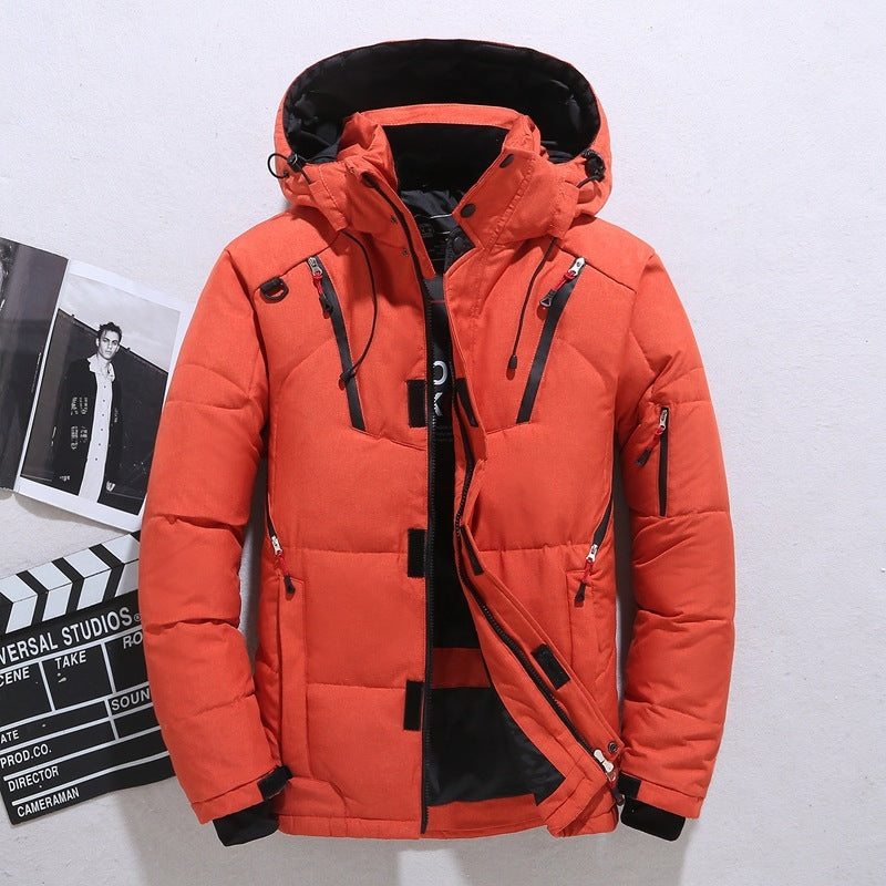 Men’s Windproof Hooded Jacket – Warm Outdoor Sports Coat with Pockets