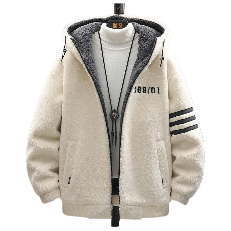 Men’s Winter Fleece Coat – Cotton Dress Jacket with Lambswool Lining