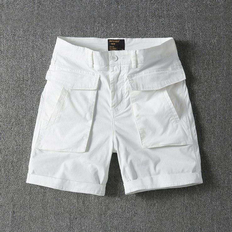 Men’s Summer American-Style Stretch Cargo Shorts – Multi-Pocket Casual Workwear