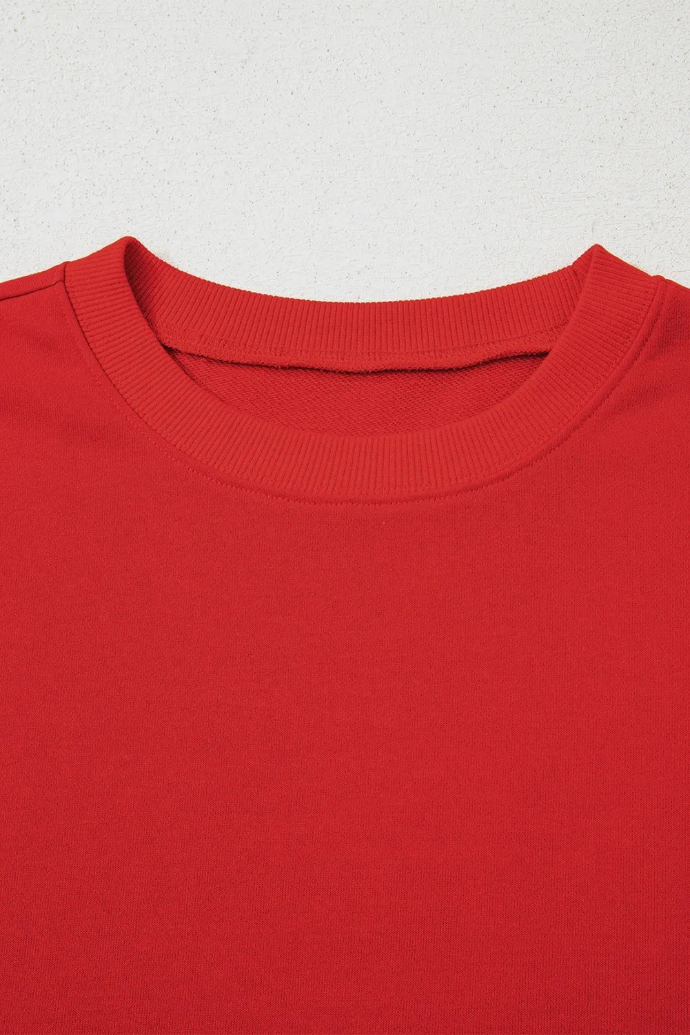 Women’s Oversized Varsity Sweatshirt – Fiery Red Drop Shoulder Pullover with Striped Detail