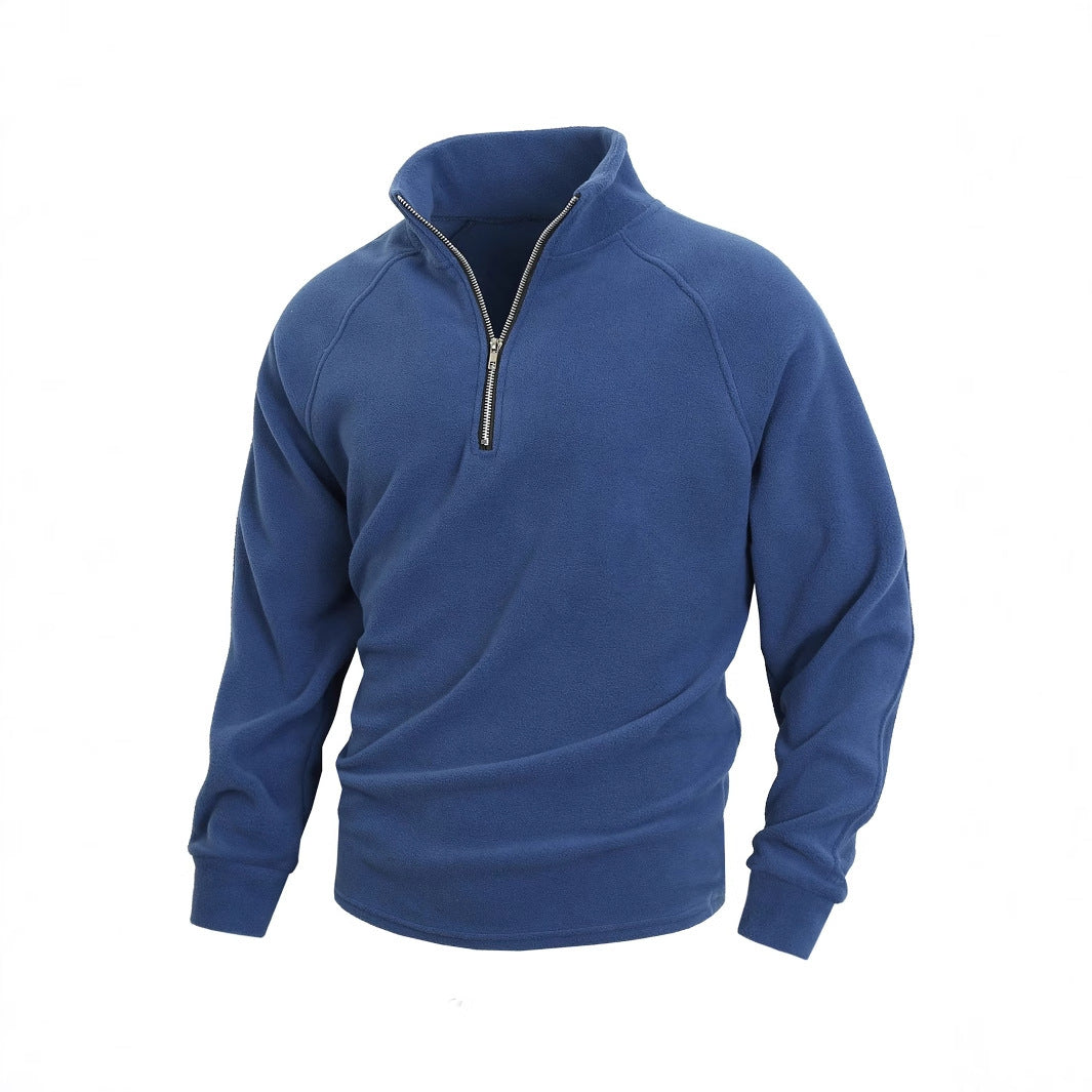 Men’s Slim Fit Coral Fleece Pullover – Stand Collar Long Sleeve Winter Coat