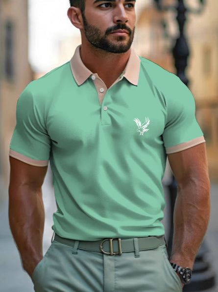 Men’s Digital Print Polo Shirt – Casual Lapel Short Sleeve All-Match Top