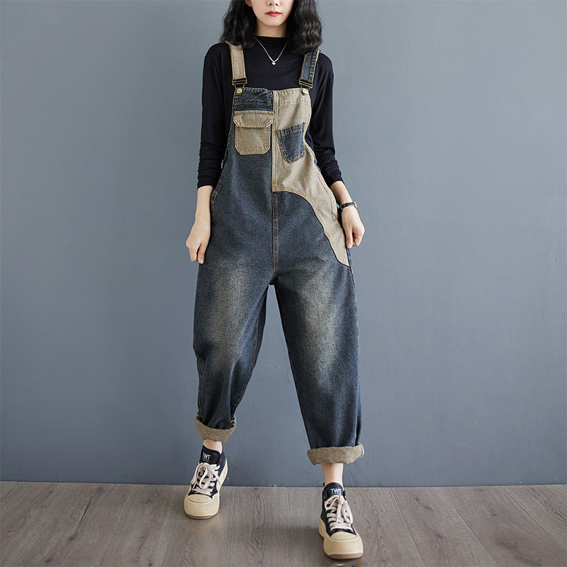 Plus Size Loose Fit Denim Suspender Pants – New Autumn Casual Overalls