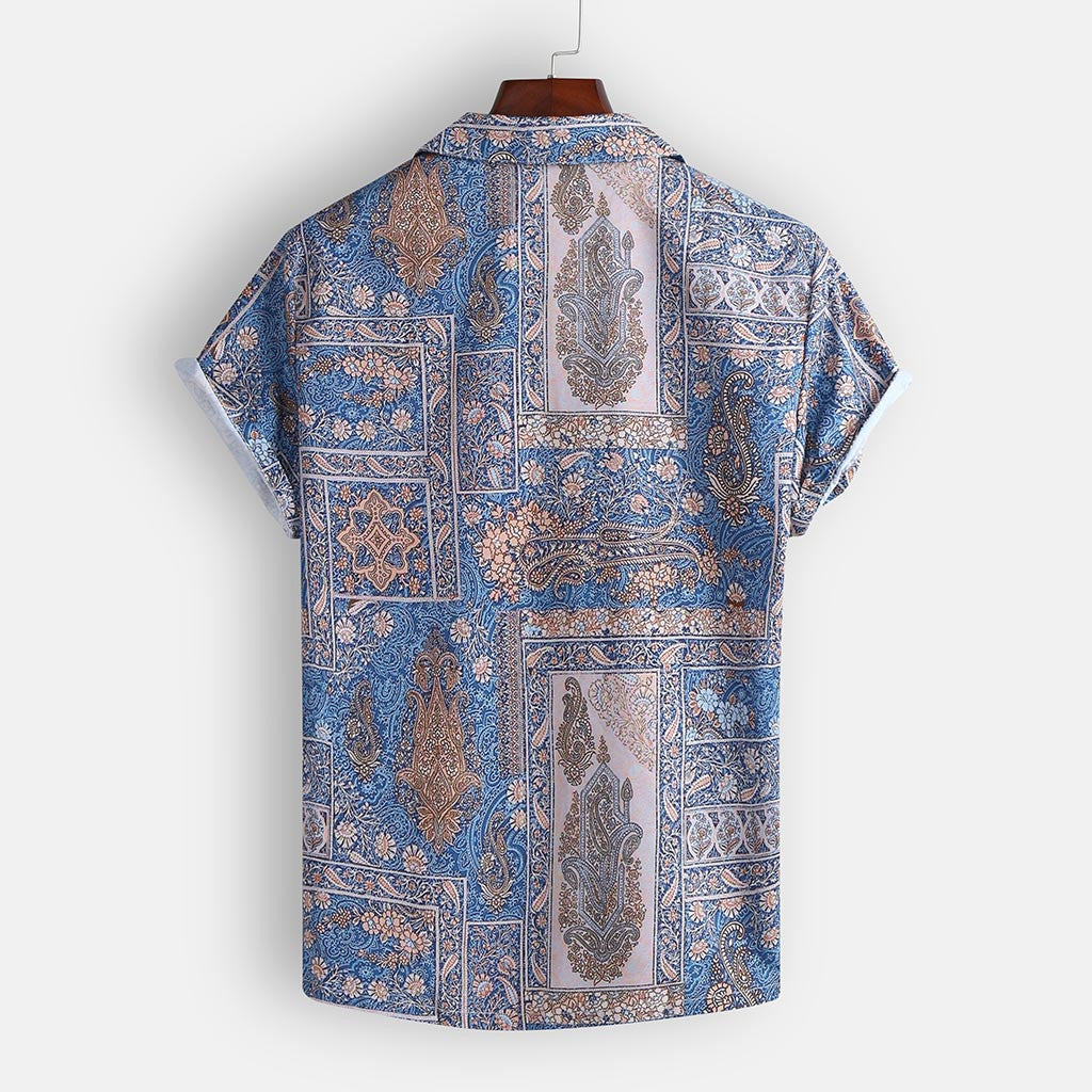 Tropical Beach Print Shirt – Short Sleeve Casual Vacation Wear for Men