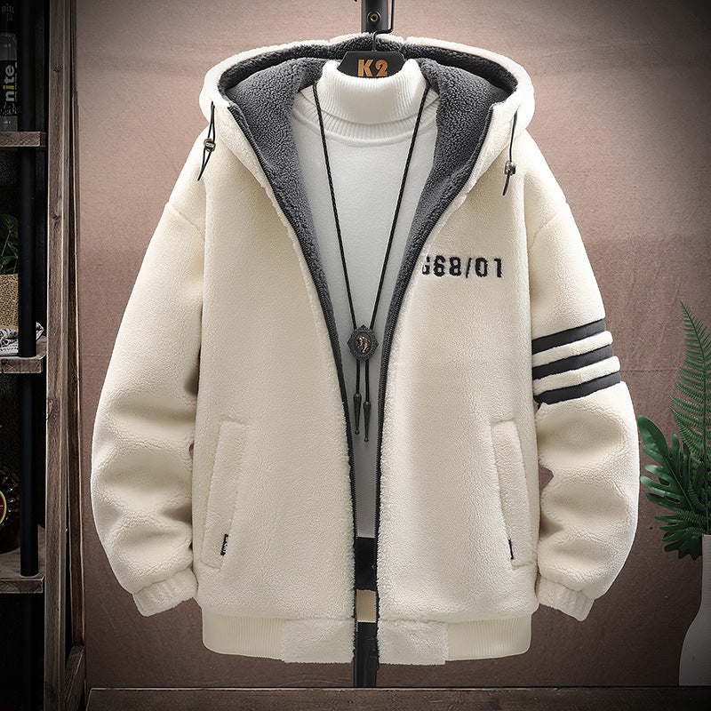 Men’s Winter Fleece Coat – Cotton Dress Jacket with Lambswool Lining
