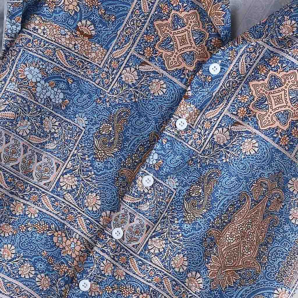 Tropical Beach Print Shirt – Short Sleeve Casual Vacation Wear for Men