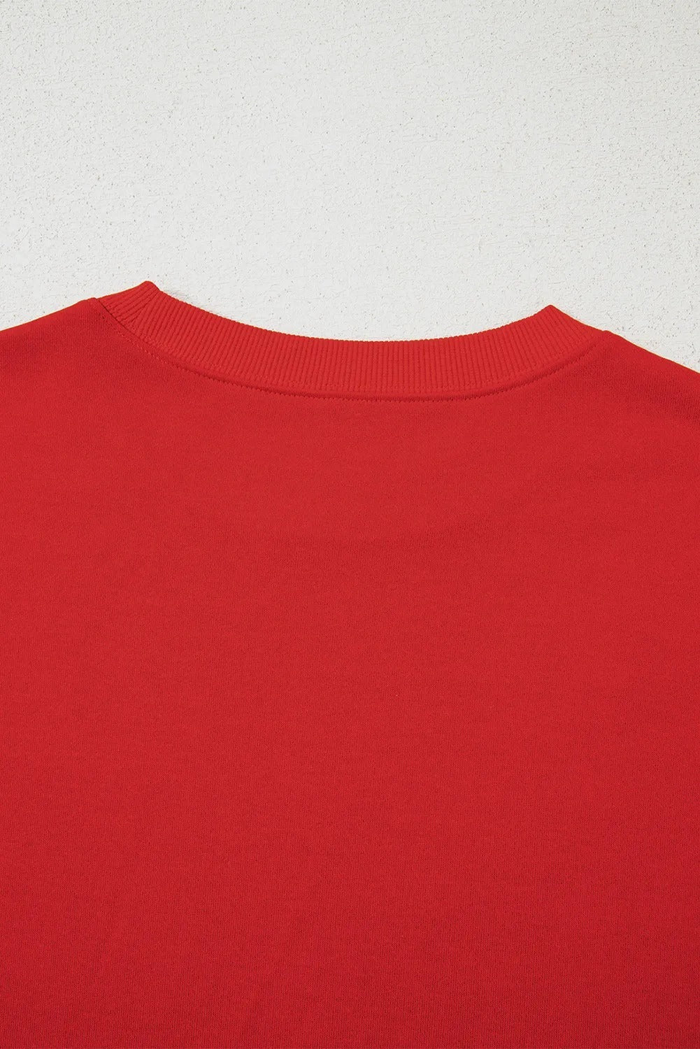 Women’s Oversized Varsity Sweatshirt – Fiery Red Drop Shoulder Pullover with Striped Detail