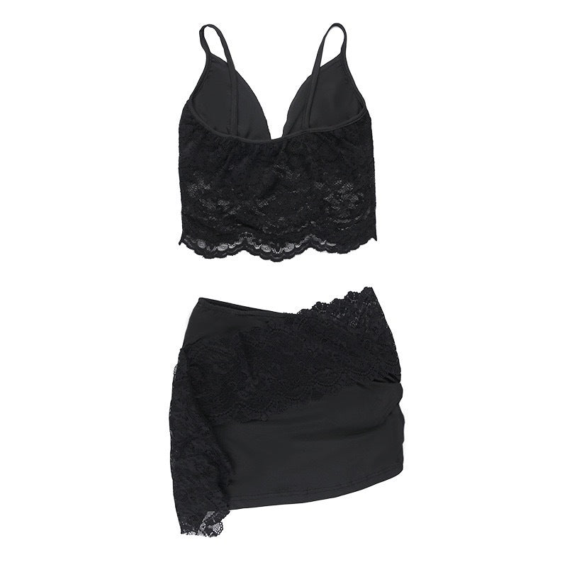 Women’s Summer See-Through Lace Camisole & Short Dress Set – Stylish Hip-Fitting Outfit