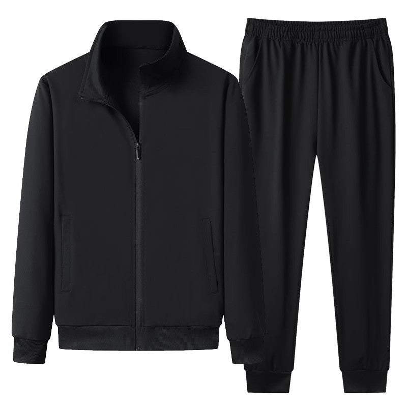 Men’s Stand Collar Cardigan & Coat Two-Piece Set – Casual Running Sportswear Outerwear
