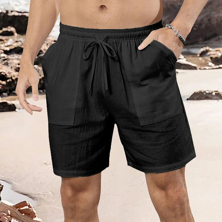Men’s Casual Cotton-Linen Shorts – European & American Style Summer Wear