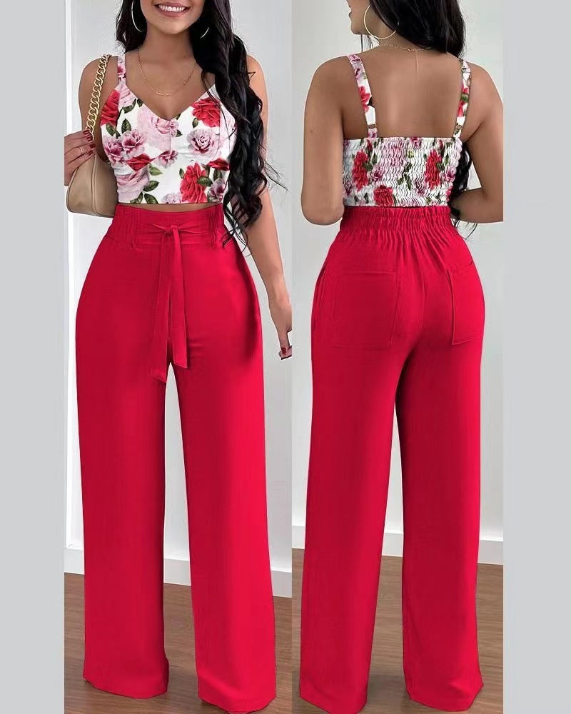 Women’s Fashion Two-Piece Suspenders Suit – Stylish Casual Outfit