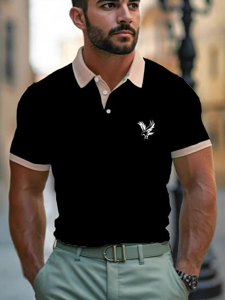 Men’s Digital Print Polo Shirt – Casual Lapel Short Sleeve All-Match Top