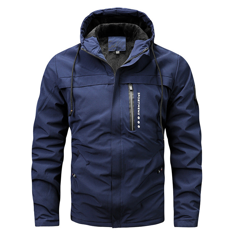 Men’s Plus Size Fleece Hooded Winter Jacket – Warm Outdoor Softshell Coat for Casual Wear