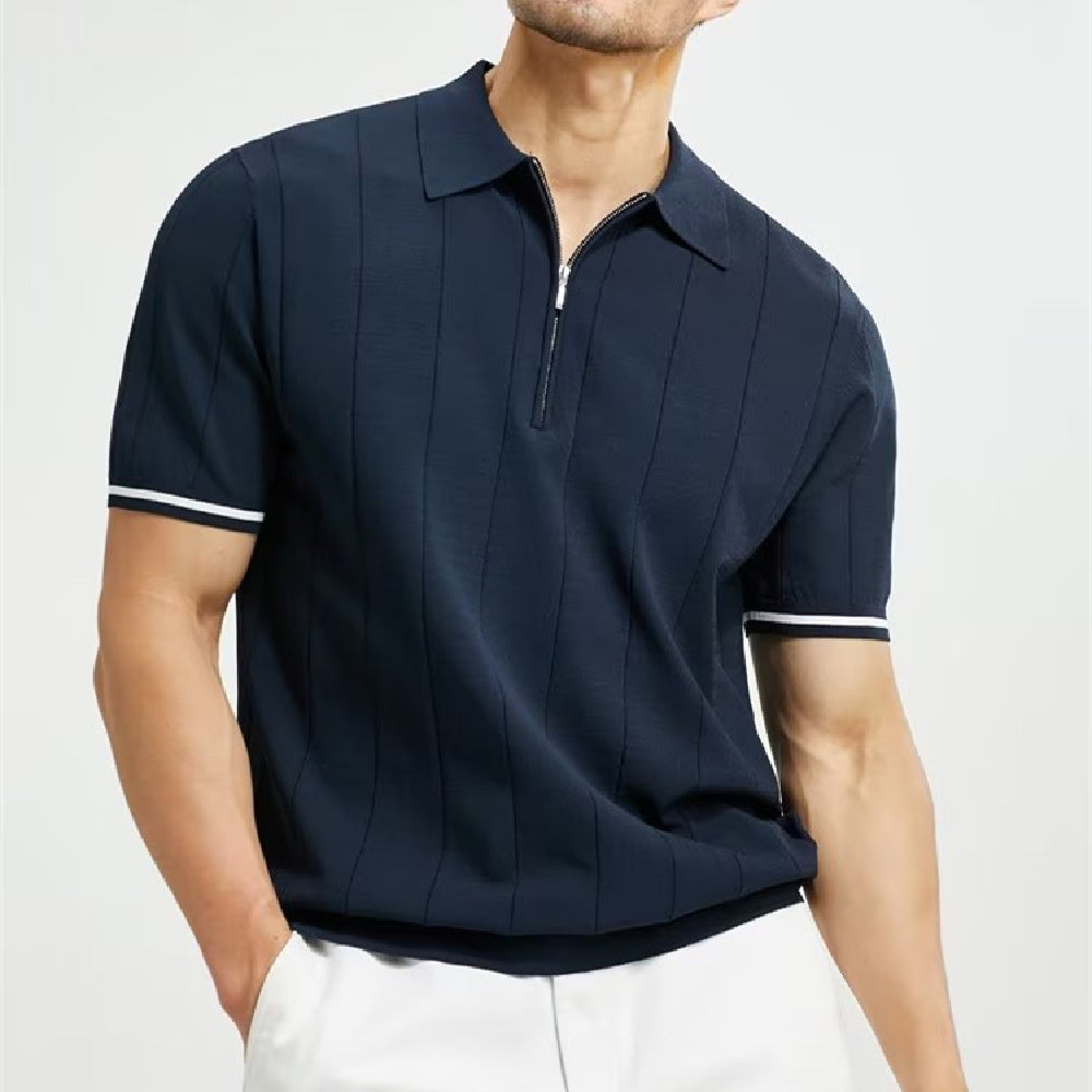 Men’s Short Sleeve Polo Shirt – Summer Lapel Zipper Casual T-Shirt Top