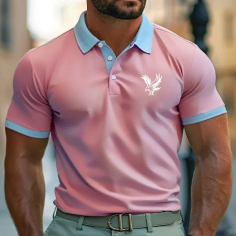 Men’s Digital Print Polo Shirt – Casual Lapel Short Sleeve All-Match Top