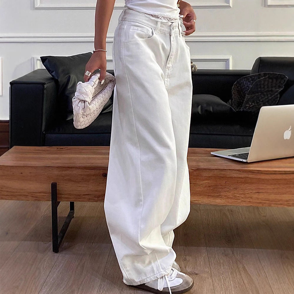 Women’s Vintage Wide-Leg Jeans – Casual Long Denim Pants