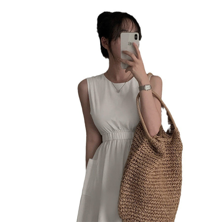 Women’s Sleeveless Vest Dress with Pockets – Casual Summer Outfit