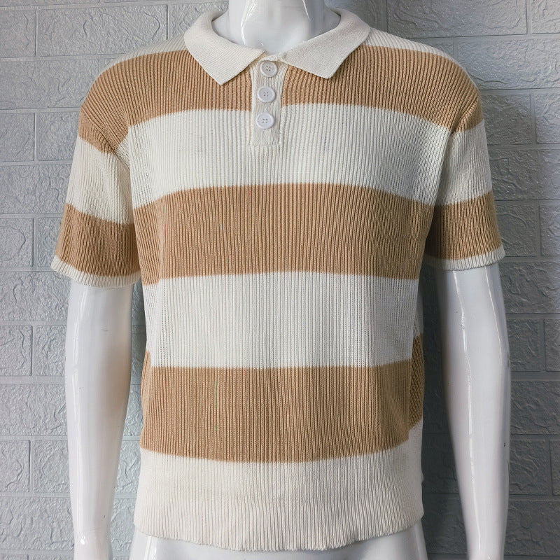 Men’s Summer Lapel Short Sleeve Sweater – Lightweight Casual Knit Top