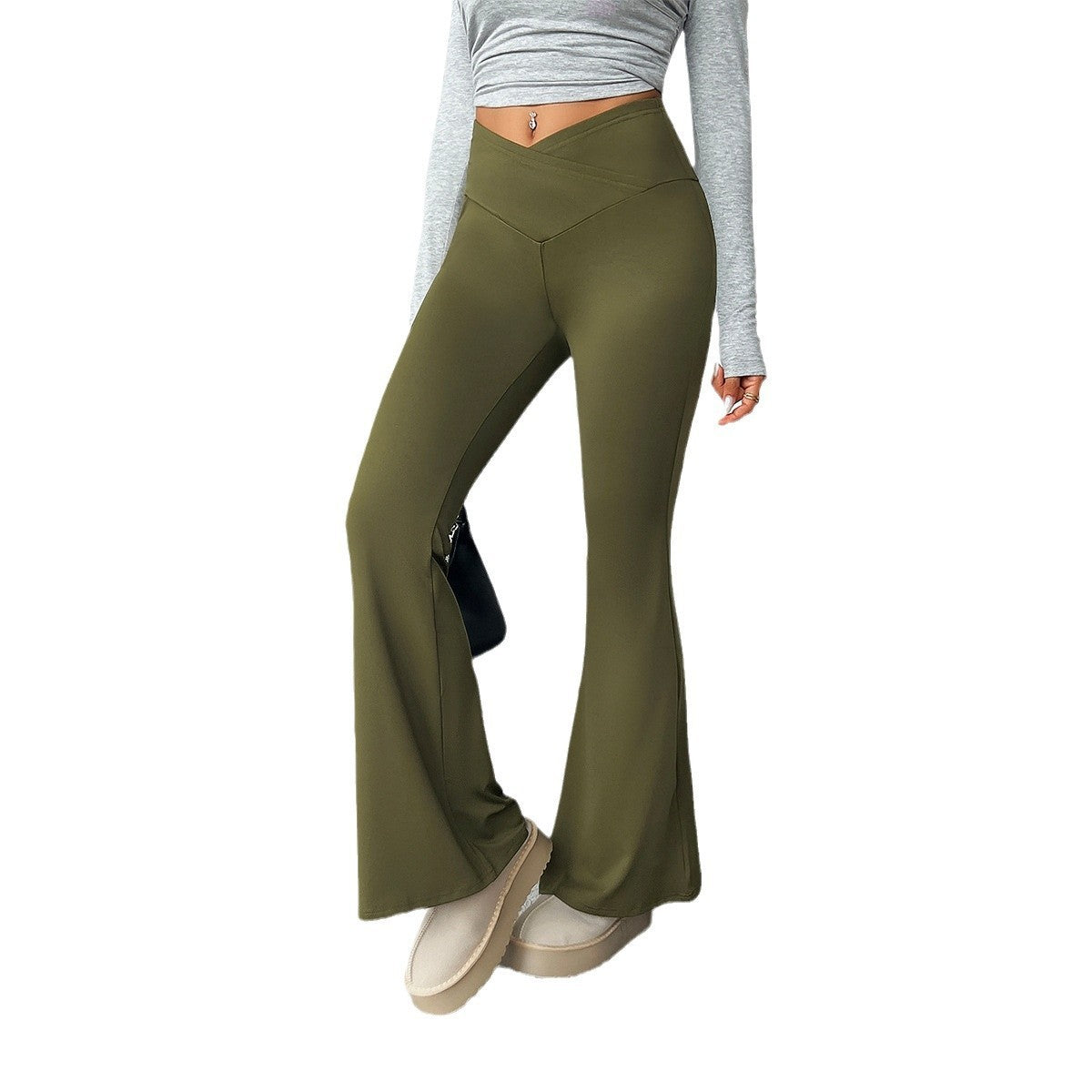 Women’s Slim-Fit Peach Hip Yoga Trousers – Belly Control Micro-Stretch Activewear