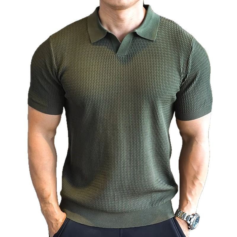 Men’s Henley Collar Button Polo Shirt – Casual Sports Short Sleeve Top